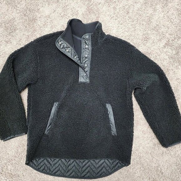 Athleta Cozy Sherpa Snap Sweatshirt Medium - Picture 5 of 9